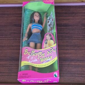 Mattel Butterfly Art Teresa Doll - Blue and Pink New Dated 1998.